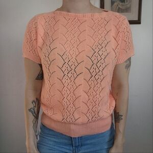 Vintage Kenneth Too! Retro Scalloped Knit Sweater Top Size Medium